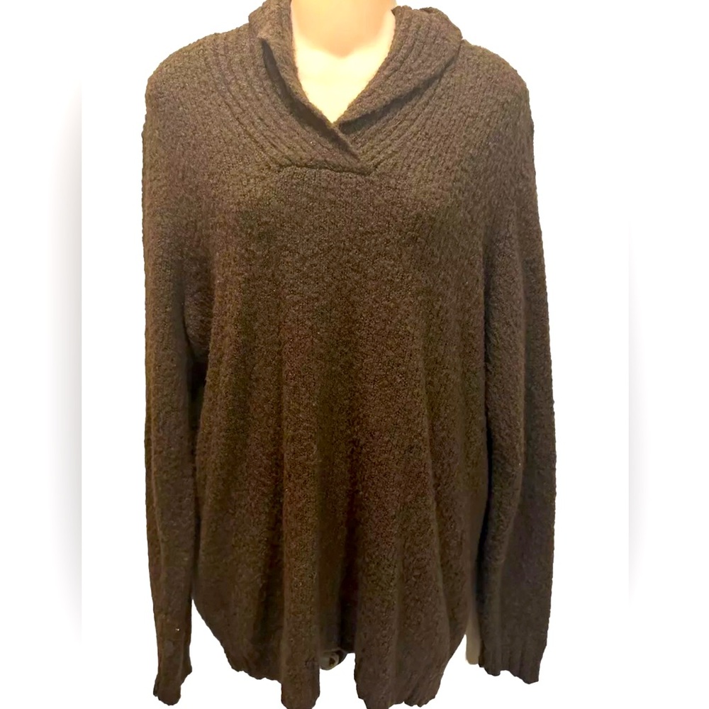 CABELA’S Women Large Brown Wool Blend Knit Sweater Shawl Neck Lightweight soft